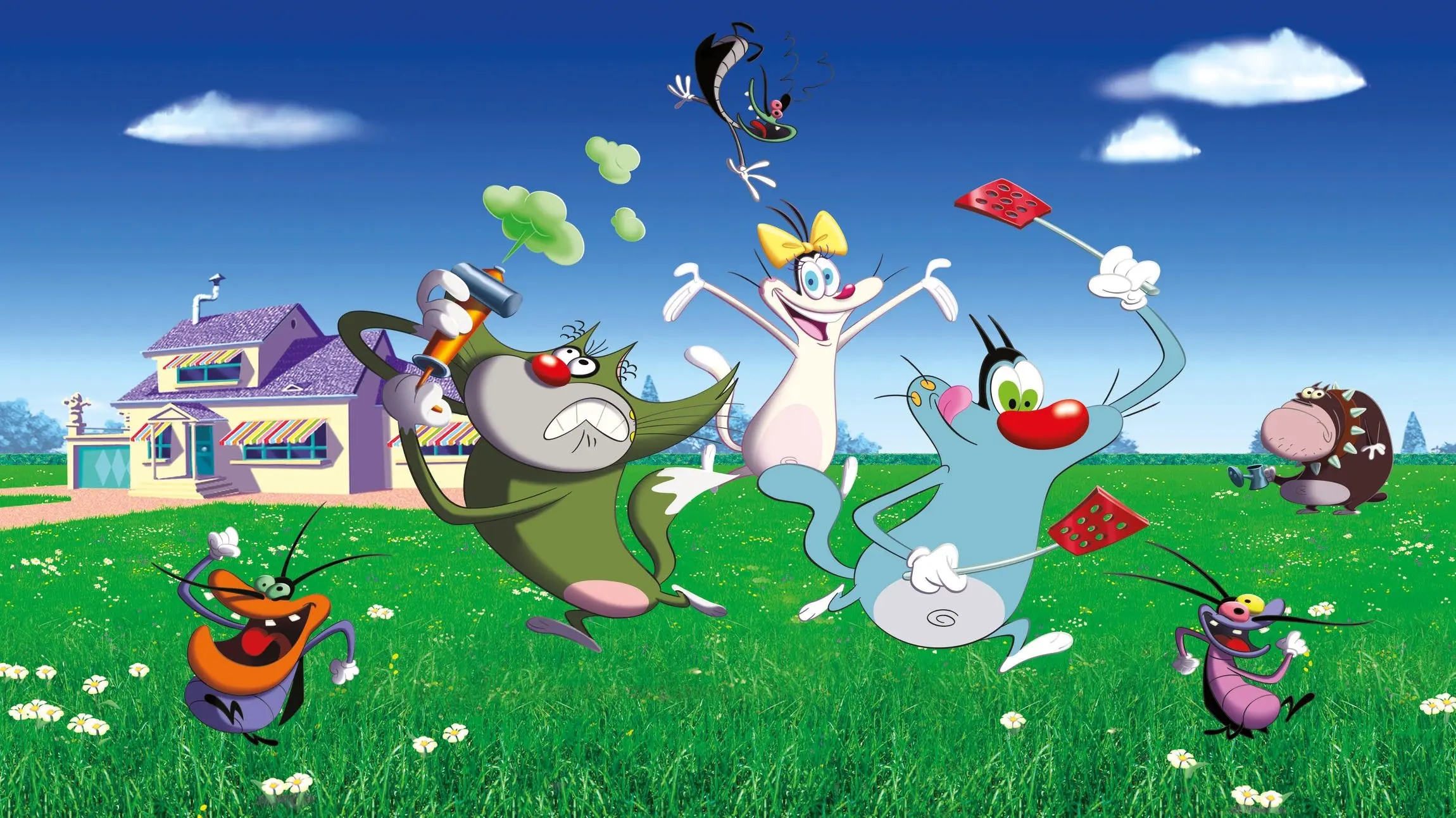 Oggy and the Cockroaches backdrop